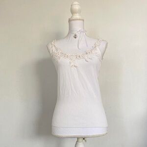 White knit tank cami top.